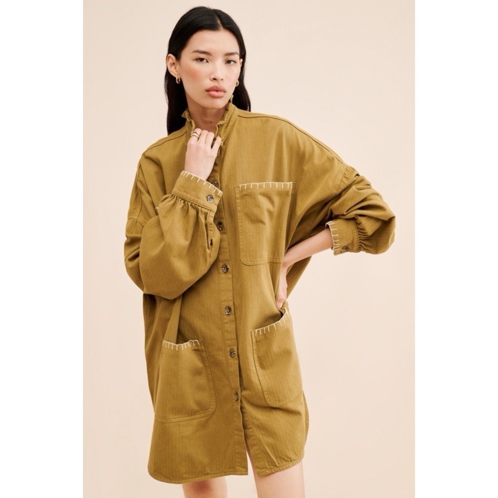 Seventy + Mochi Pablo Oversized Green‎ Shirt Dress Jacket XS/S